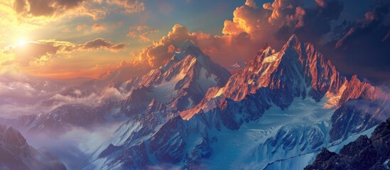 Breathtaking mountain scenery with stunning sky - obrazy, fototapety, plakaty