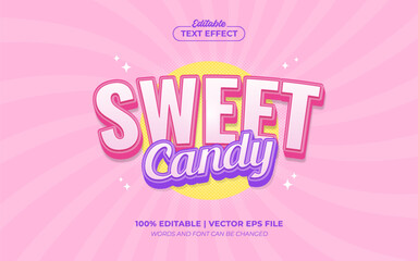 Sweet Candy 3D Cartoon Editable Text Effect Template Style Premium Vector