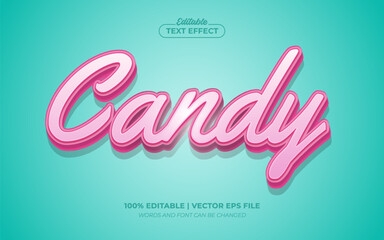 Candy 3D Editable Text Effect Template Style Premium Vector