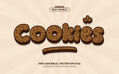 Cookies 3D Cartoon Editable Text Effect Template Style Premium Vector