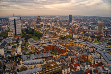 Fototapeta na wymiar Aerial View of European Capitol of Brussels, Belgium during early Autumn