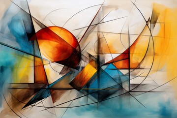 abstract painting confusion design background in the style of cubism expressionism surrealism. complex colorful shapes and lines muddled as art creativity  flow confusion  inspiration concept.