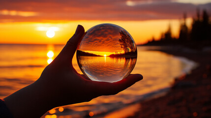 Using a lens ball to capture the sunset