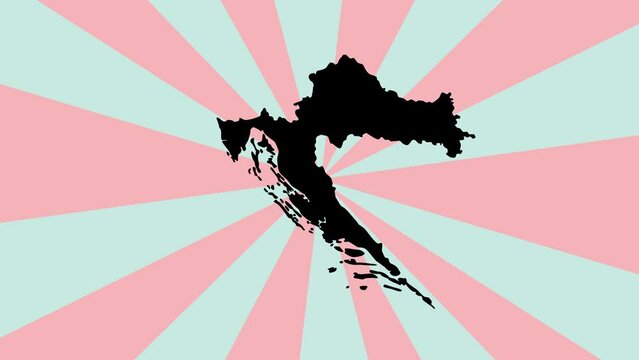 Animated Croatia map icon with a rotating background