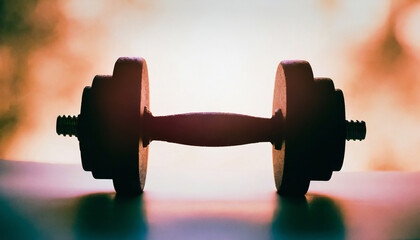 Dumbbell silhouette in sport concept for fitness, gym, exercise and training.