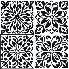 Black and white Modern stylish abstract  geometric tile