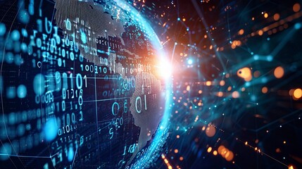 Digital Connectivity: Binary Code Enveloping the Global Network