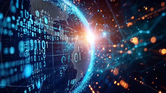 Digital Connectivity: Binary Code Enveloping the Global Network