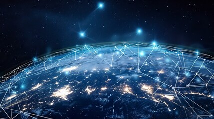 Digital Global Network Representing Connectivity and Globalization