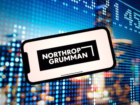 Konskie, Poland - January 07, 2024: Northrop Grumman company logo displayed on mobile phone