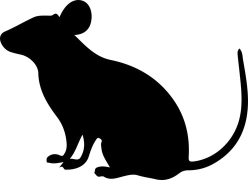 recommend clip art: Black mouse silhouette isolated on white