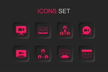 Set Meeting, Video chat conference, and icon. Vector