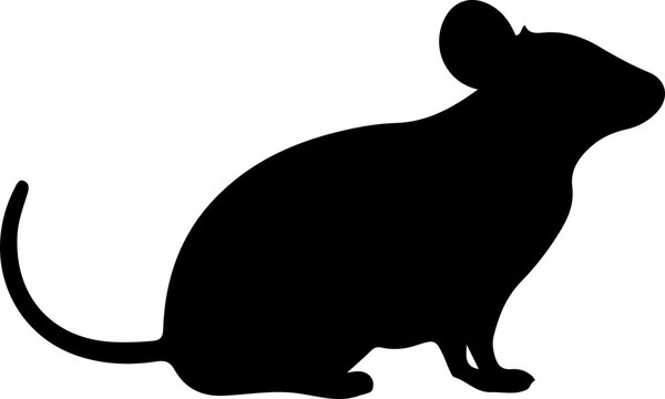 Black mouse silhouette isolated on white