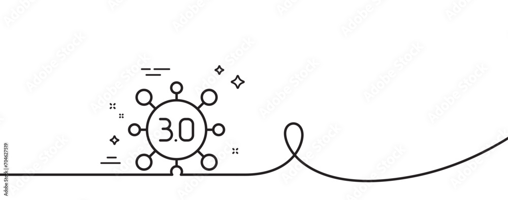 Poster web3 line icon. continuous one line with curl. web 3.0 internet technology sign. decentralized syste