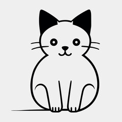 Cute cat vector black and white cartoon character design collection. White background. Pets, Animals.