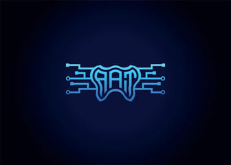 Letter AAT Modern Technology Vector Monogram Dental care shape Logo