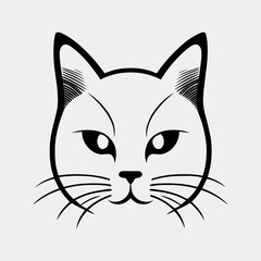 Cute cat vector black and white cartoon character design collection. White background. Pets, Animals.