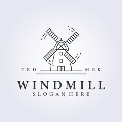 logo of windmill, line art style simple minimal windmill vector illustration design