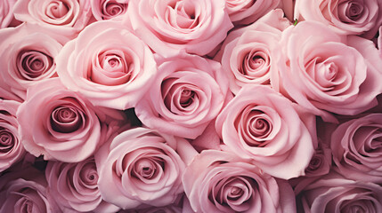 closeup of pink hybrid roses in bloom