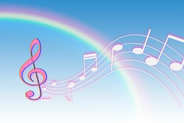 Música, arco iris, notas musicales, color
