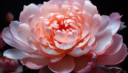 Stunning image of a vibrant pink peony flower, beautifully contrasted against a dark backdrop