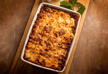 lasagna with ragout  italian traditional recipe
