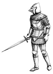 Italian knight. Hand drawn. Vector image