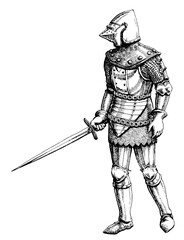 Italian knight. Hand drawn. Vector image