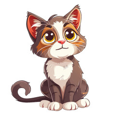 Cute cartoon cat illustration vector isolated on white background