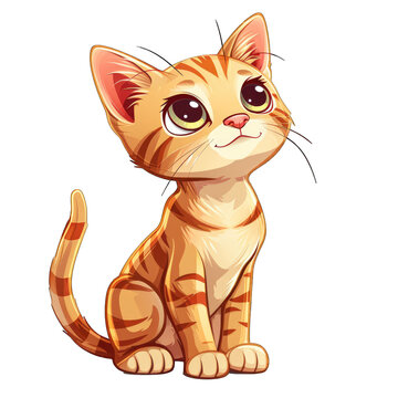 Cute cartoon cat illustration vector isolated on white background