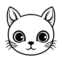 Cute cat vector black and white cartoon character design collection. White background. Pets, Animals.