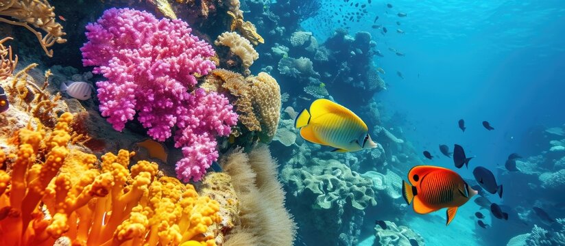 Vibrant Red Sea coral reef with exotic fish in Egypt.