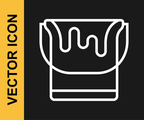 White line Paint bucket icon isolated on black background. Vector