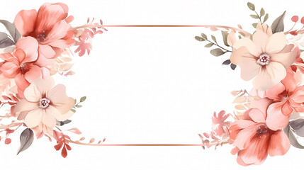 Fototapeta premium Floral frame with decorative flowers, decorative flower background pattern, floral border background