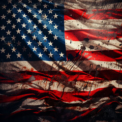 Bandera de USA sucia y rota - obrazy, fototapety, plakaty