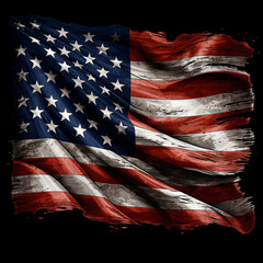 Bandera de USA sucia y rota - obrazy, fototapety, plakaty