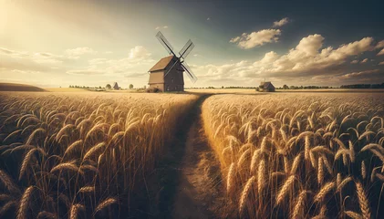 Foto op Canvas Late Summer's Golden Wheat Field © ArtJoe