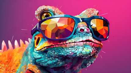 The Glasses-Clad Frog, Frogs in Focus, The Fashionable Eyeglass Edition, The Glasses-Wearing Frog Saga, Funky Frogs and Fashionable Frames, Chameleon's Chromatic Comedy generative AI - obrazy, fototapety, plakaty