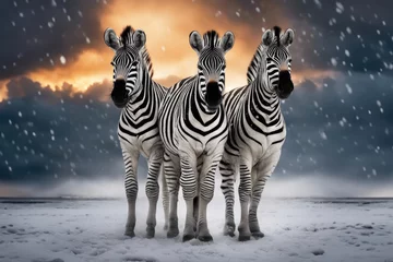 Papier Peint photo autocollant Zèbre 3 zebras