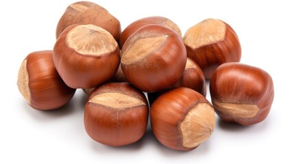 Obraz premium A captivating scene capturing a diverse array of nuts set against a natural wooden background.