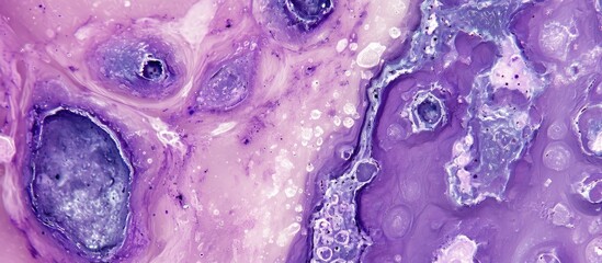 Microscopic histological image of granulomatous mastitis in breast tissue.