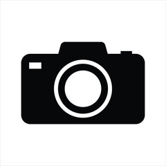 black camera icon vector isolated on white