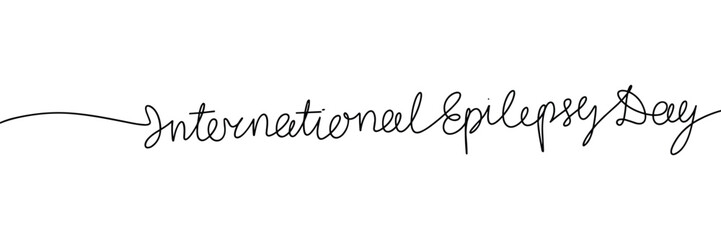 International Epilepsy Day one line continuous short phrase. Handwriting line art holiday text. Hand drawn vector art
