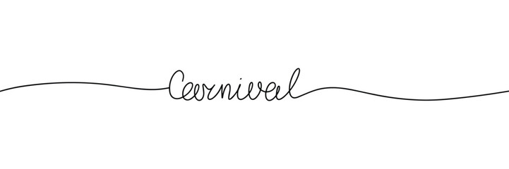 Carnival one line continuous short phrase. Handwriting line art holiday text. Hand drawn vector art
