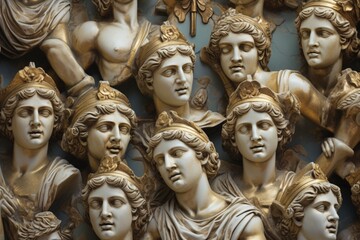 Ancient antique sculptures textured background