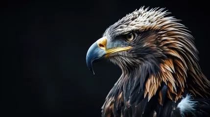 Foto op Canvas eagle, large bird of prey on a black background, art, fantasy, unusual bright predator © LELISAT