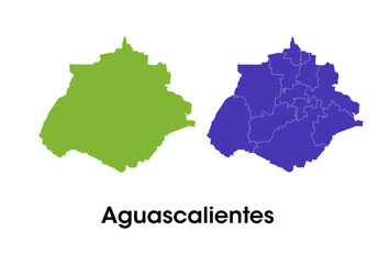 Aguascalientes state map in mexico  