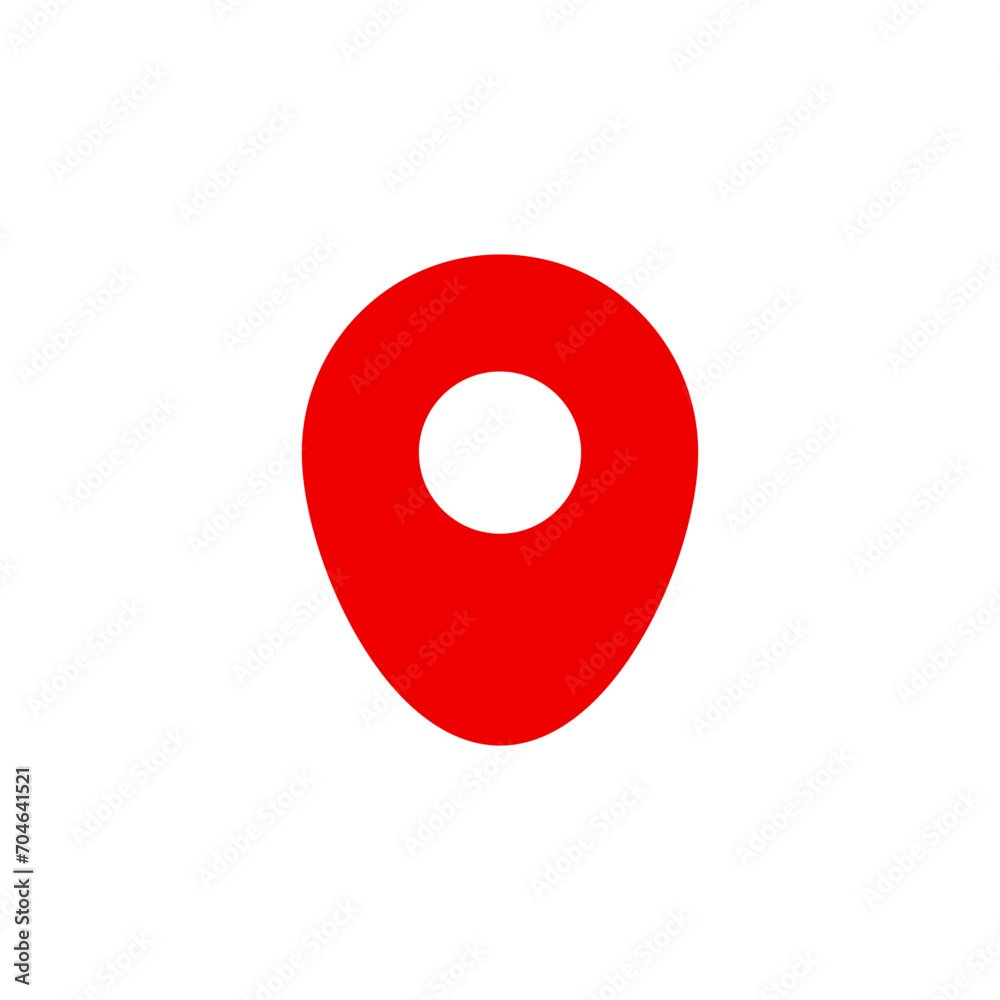 Poster Location icon in red color, Map pin place marker. location pointer icon symbol in flat style. Location pin icon, Navigation sign