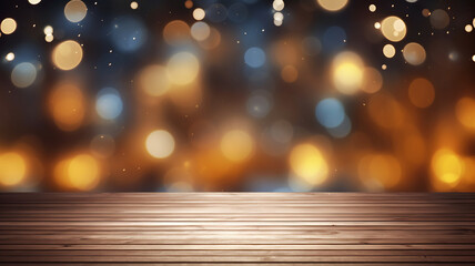 Empty wooden table with blurred background, backdrop,  product display template, business and product presentation, rustic wood table