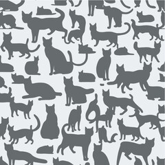 Seamless pattern with cats, vector